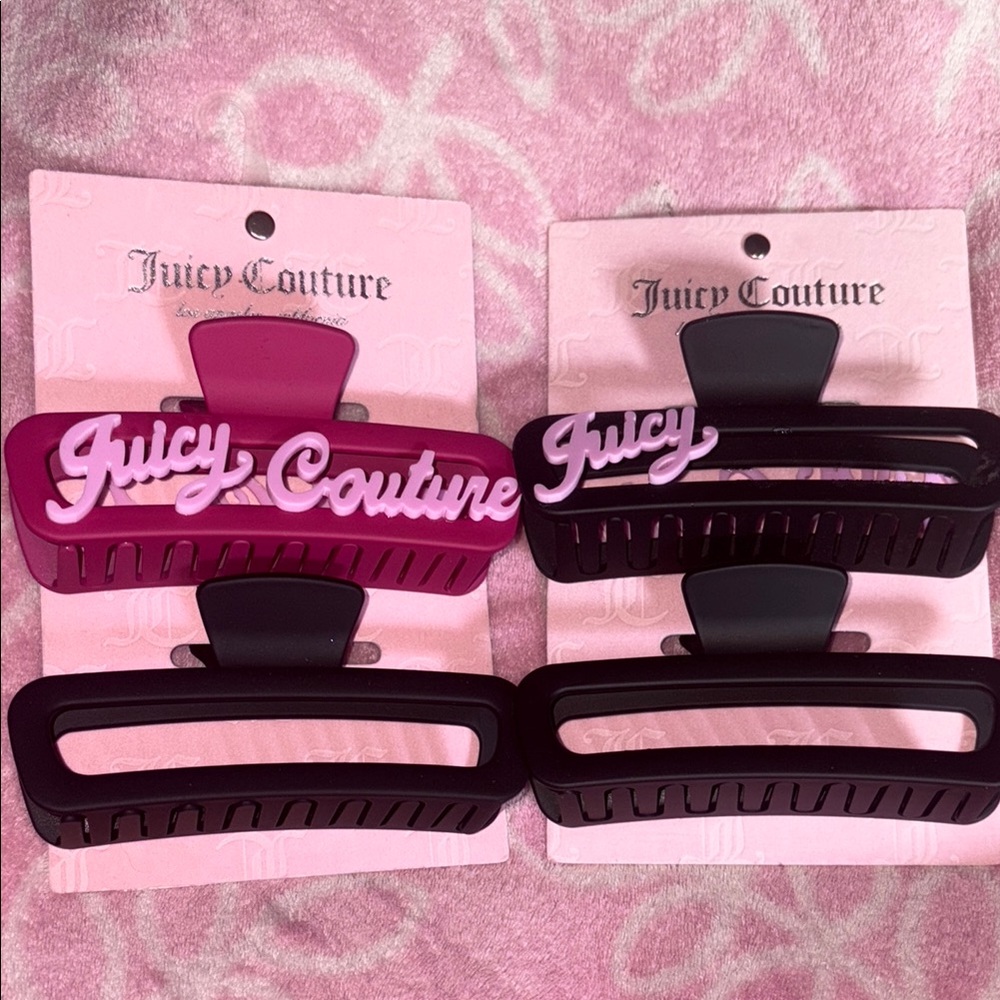 Juicy Couture Pink and Black Hair Clips Set